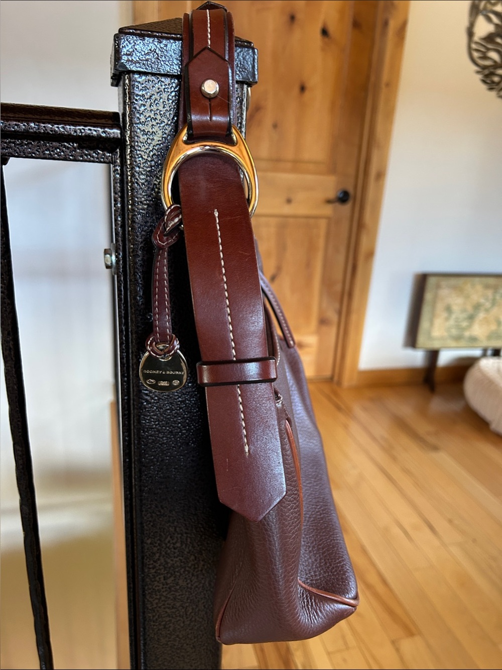 Dooney & Bourke Dark Brown Pebbled Leather Shoulder Bag - Picture 3 of 11